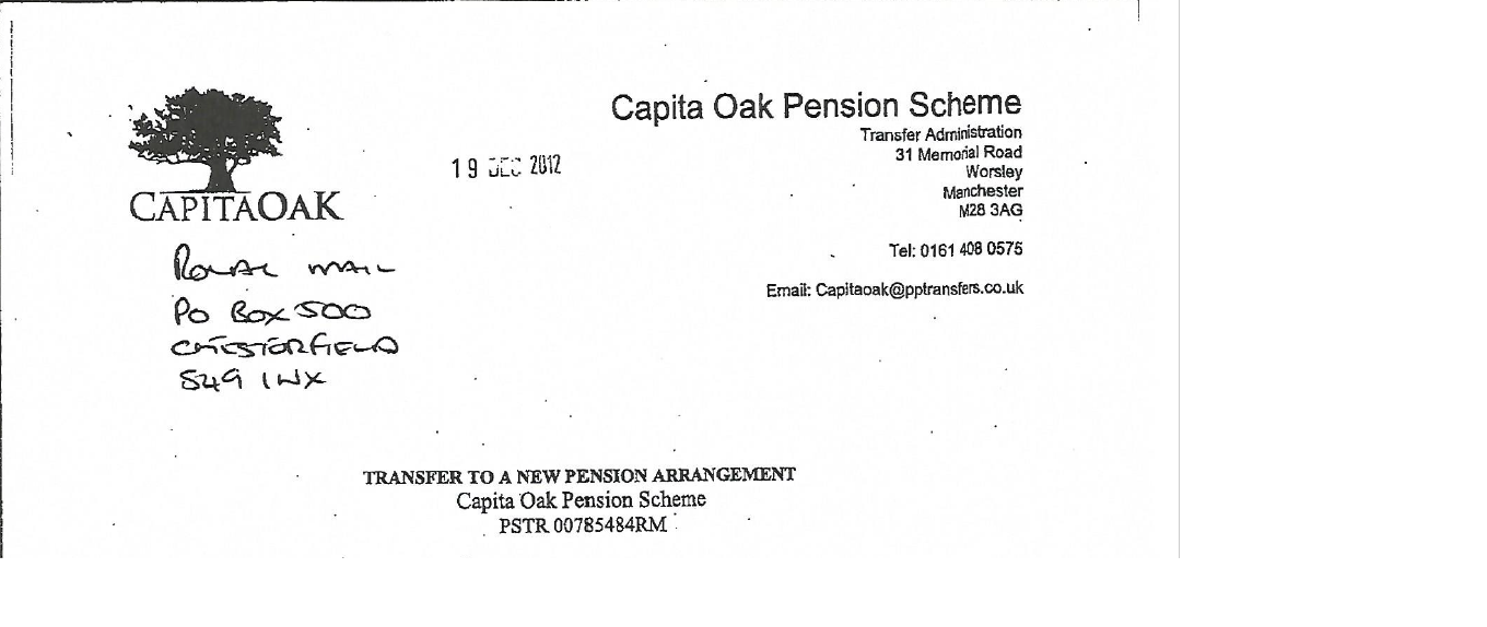 CAPITA OAK UPDATE AND INFORMATION REQUIRED
