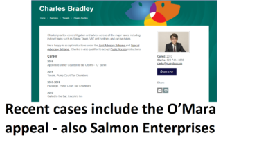Pension Life Blog - SALMON ENTERPRISES TAX TRIBUNAL VERDICT - James Lau - Charles Bradley - recent cases include the O'Mara appeal and Salmon Enterprises