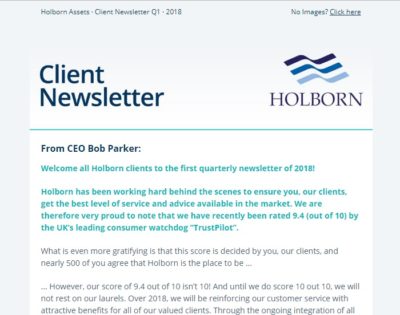 Pension Life Blog - Holborn Assets cheek at sending Q1 newsletter to Glynis Broadfoot
