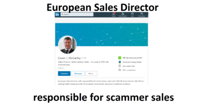 Pension Life Blog - SEB - NO TRUST - NO RESPECT - NO EXCUSE - European sales director responsible for scammer sales