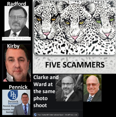 Serial scammers Stephen Ward, Paul Clarke, Dennis Radford, Phill Pennick and Darren Kirby - the public must be vigilant because most of them are still out there, scamming away 