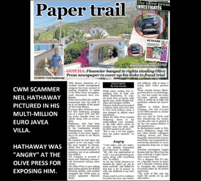 CWM scammer Neil Hathaway caught stealing copies of The Oliver Press which exposed him as facing fraud charges.