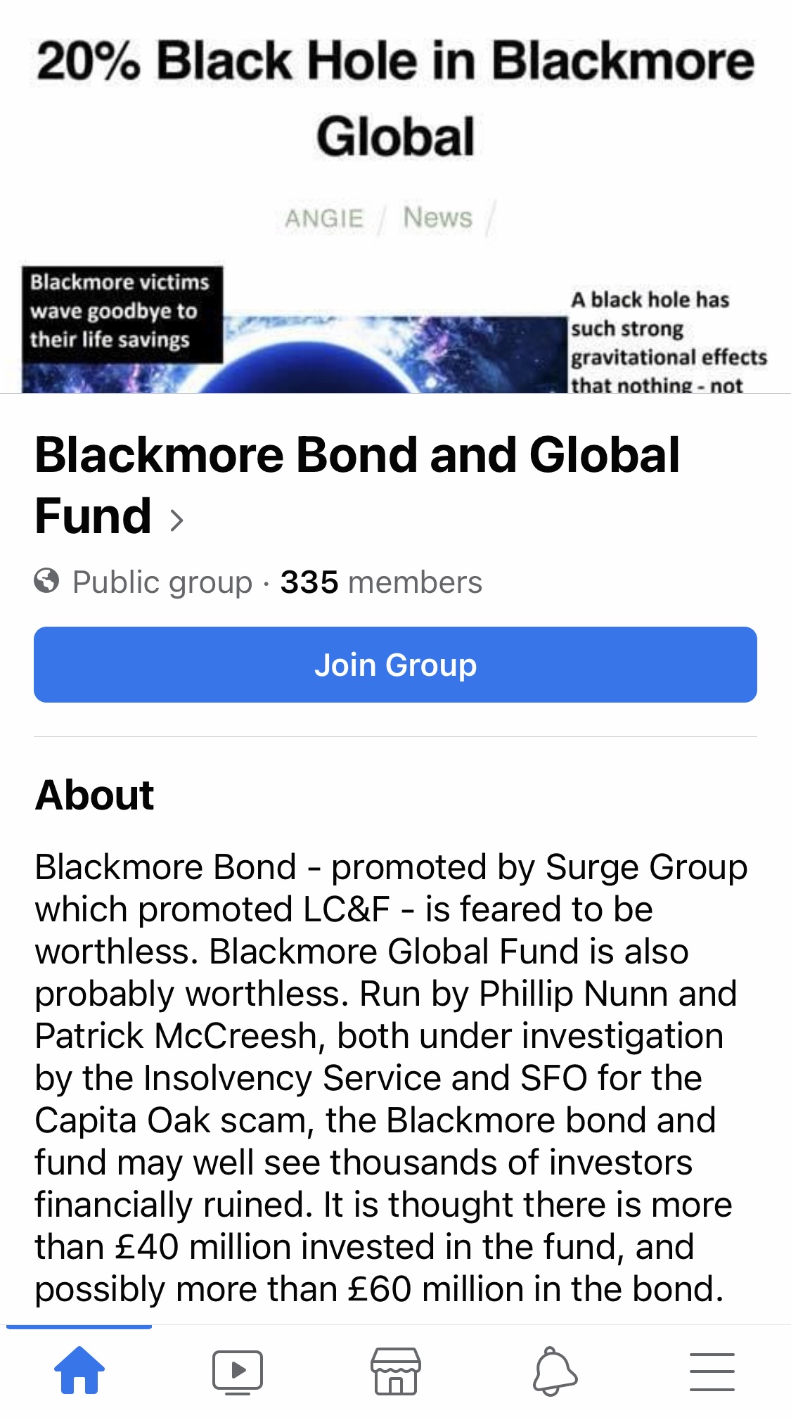 Angie Brooks' Blackmore Bond and Global Fund Facebook Group